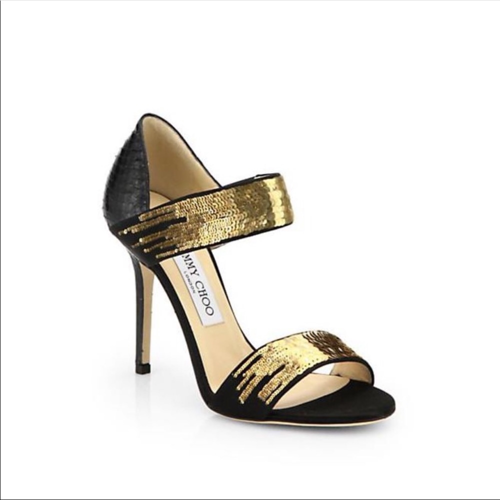 Jimmy Choo Tallow Sequined Snakeskin Heels